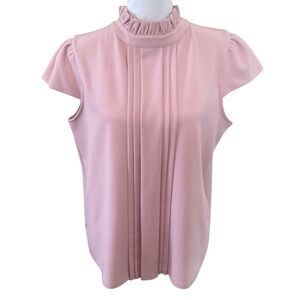 Ann Taylor Pale Pink Pleated Blouse in Medium